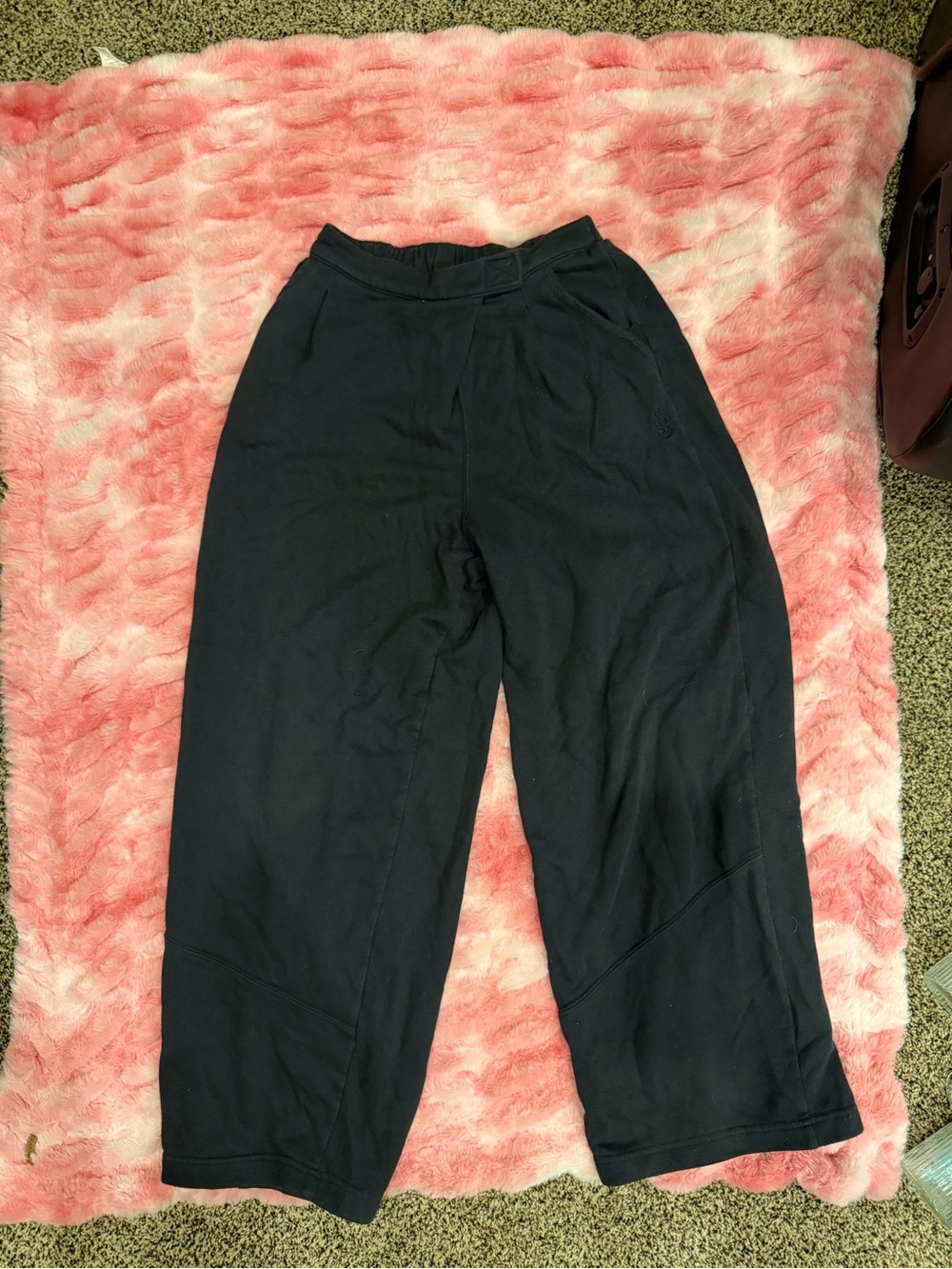 Free People Black Wide Leg Fleece Sweatpants XS/S